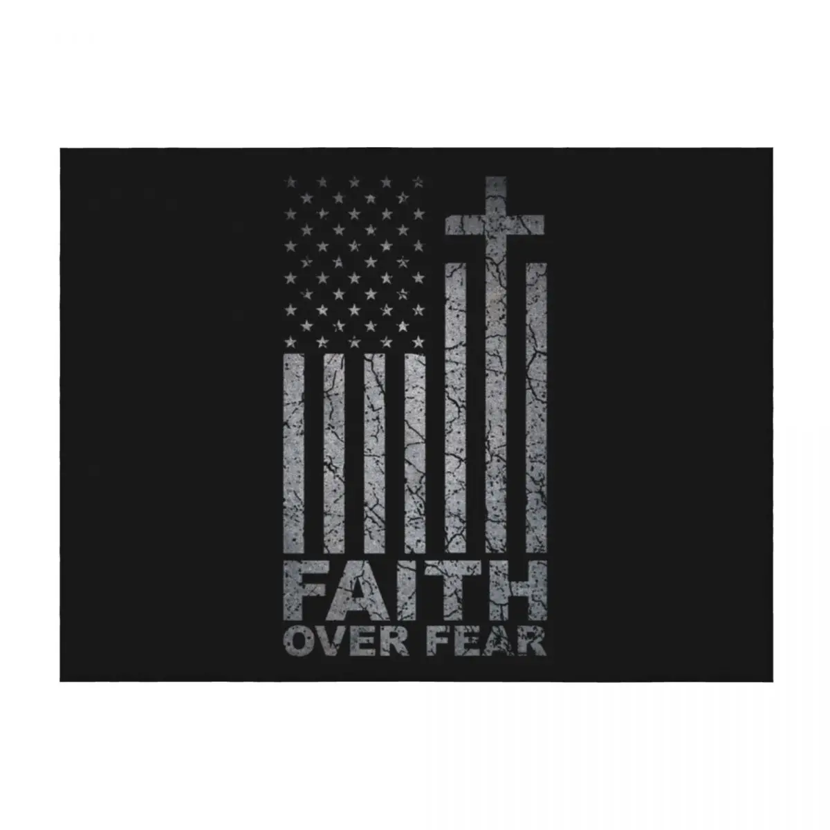 

Faith Over Fear American Flag Christian Vintage Throw Blanket Flannel Soft Plush Plaid Cute For Sofa Thin Blankets