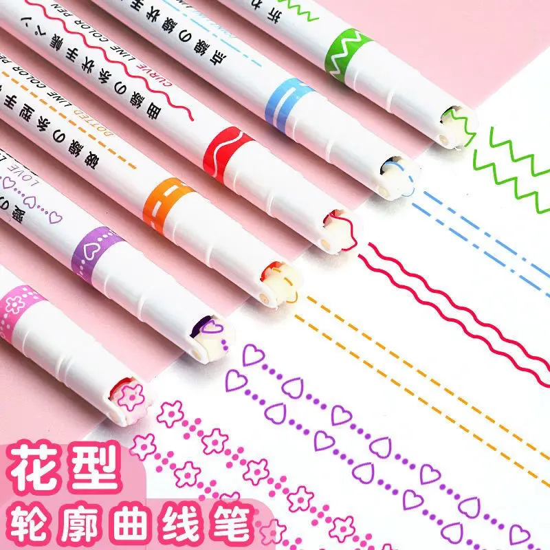 

Multifunctional flower outline pen highlighter hand copy newspaper special pen lace mark stroke key hand account pen graffiti pe