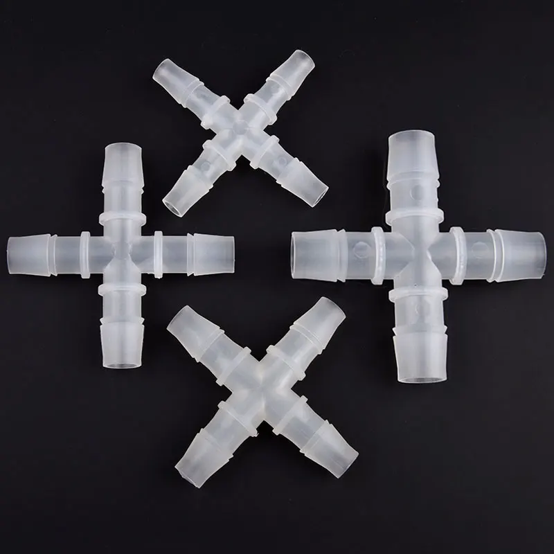 5/20/50Pcs 2.4~15.8mm Plastic Cross Connector Garden Irrigation Equal Dia 4-Ways Joint Aquarium Air Pump Hose Tube Cross Joint