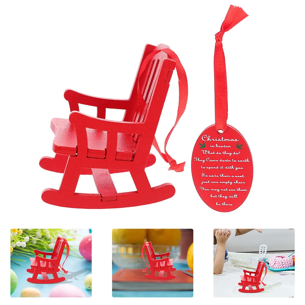 

2 Pcs Home Decor Small Ornaments and Furniture Rocking Chair Craft Christmas Hanging Pendant Mini Decorate Desktop Red Pendants