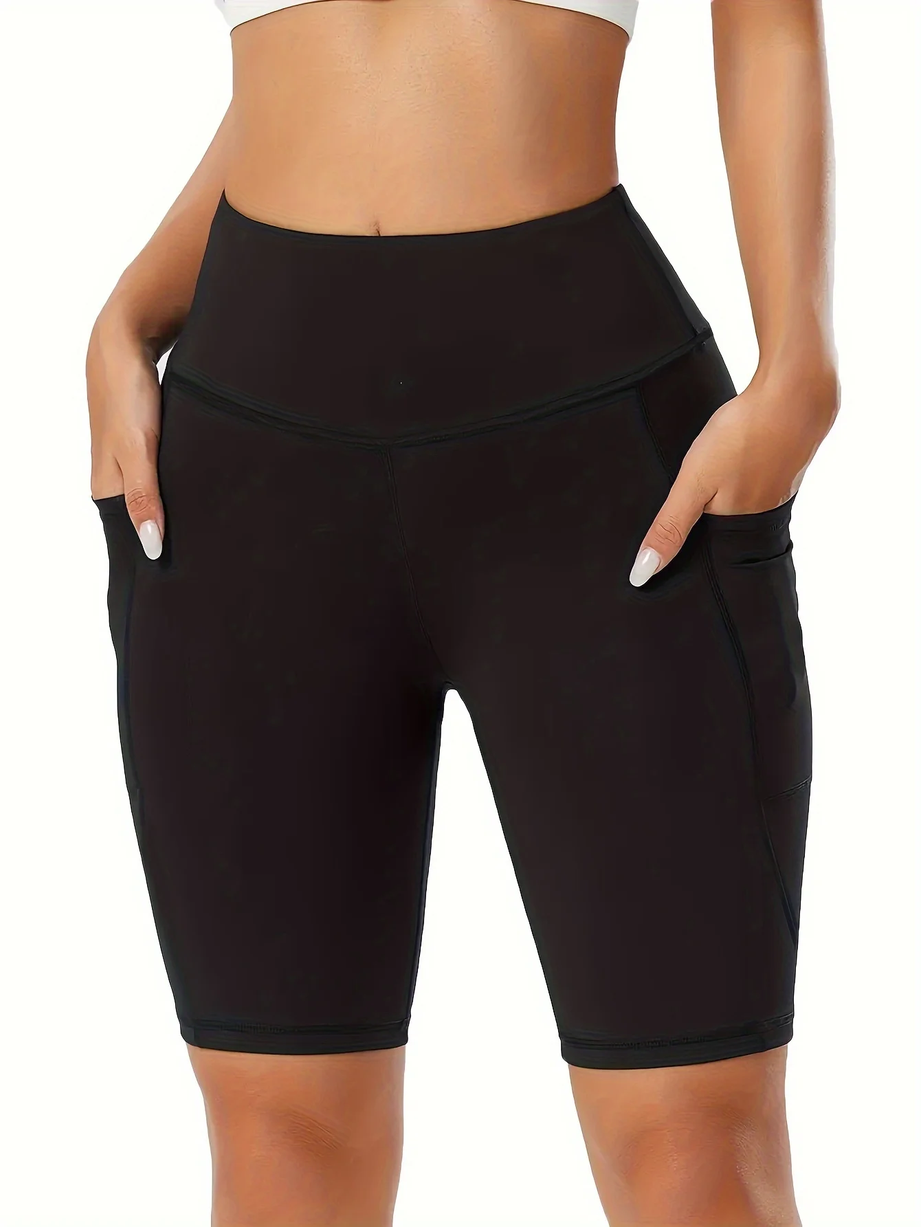 1 piece high waist leggings with women's training pockets, yoga pants, fitness clothes, abdominal control shorts in summer