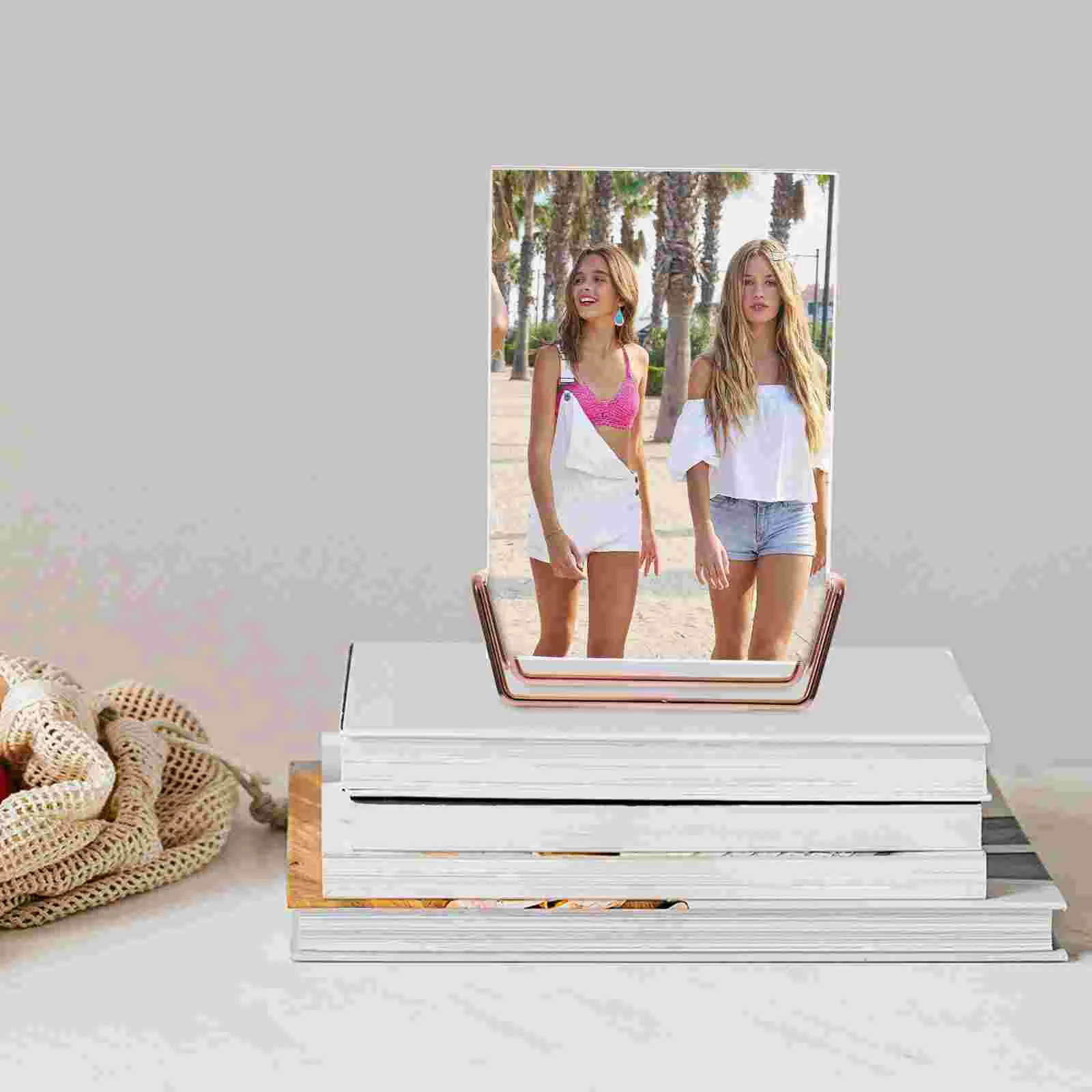 Set up Household Photo Frame Picture Frames Rose Gold Tabletop for Home Acrylic Display
