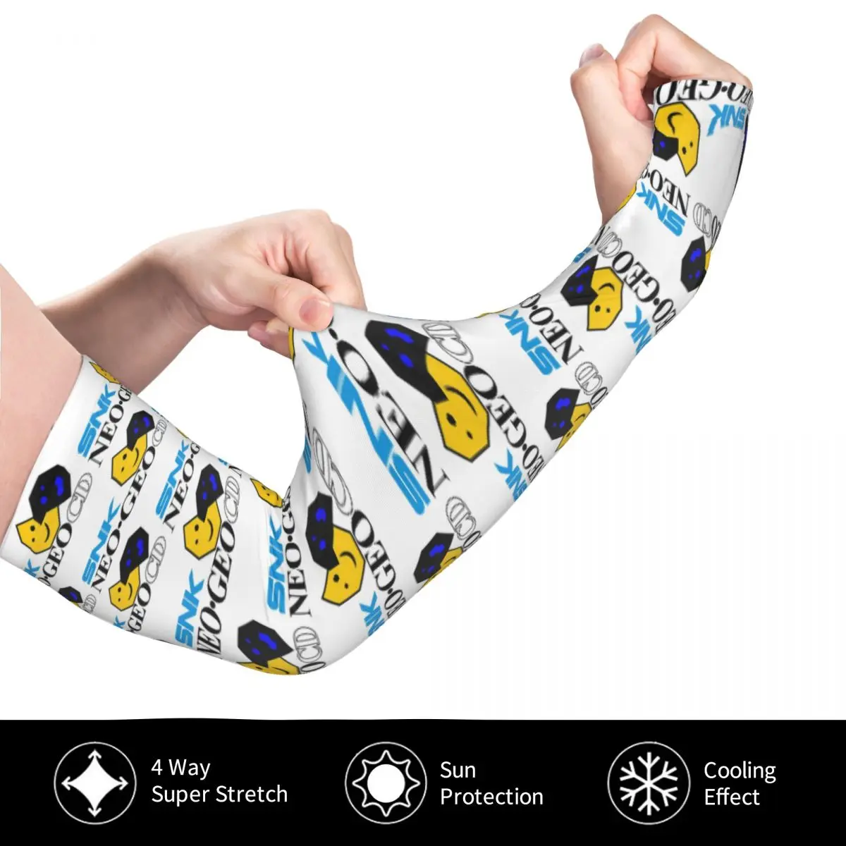 Neo Geo Logo Neogeo Arcade Game في الهواء الطلق أكمام أذرع تبريد الشمس الأشعة فوق البنفسجية غطاء للحماية الصيف الحرير الجليد ركوب الدراجات أكمام الوشم