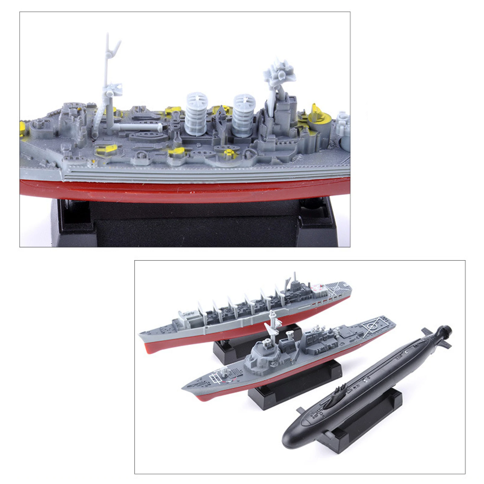 8Pcs Plastic Unassembled Warship Aircraft Carrier Cruiser Destroyer Submarine Model 4D Unassembled Kit Ship Puzzle Military Toys