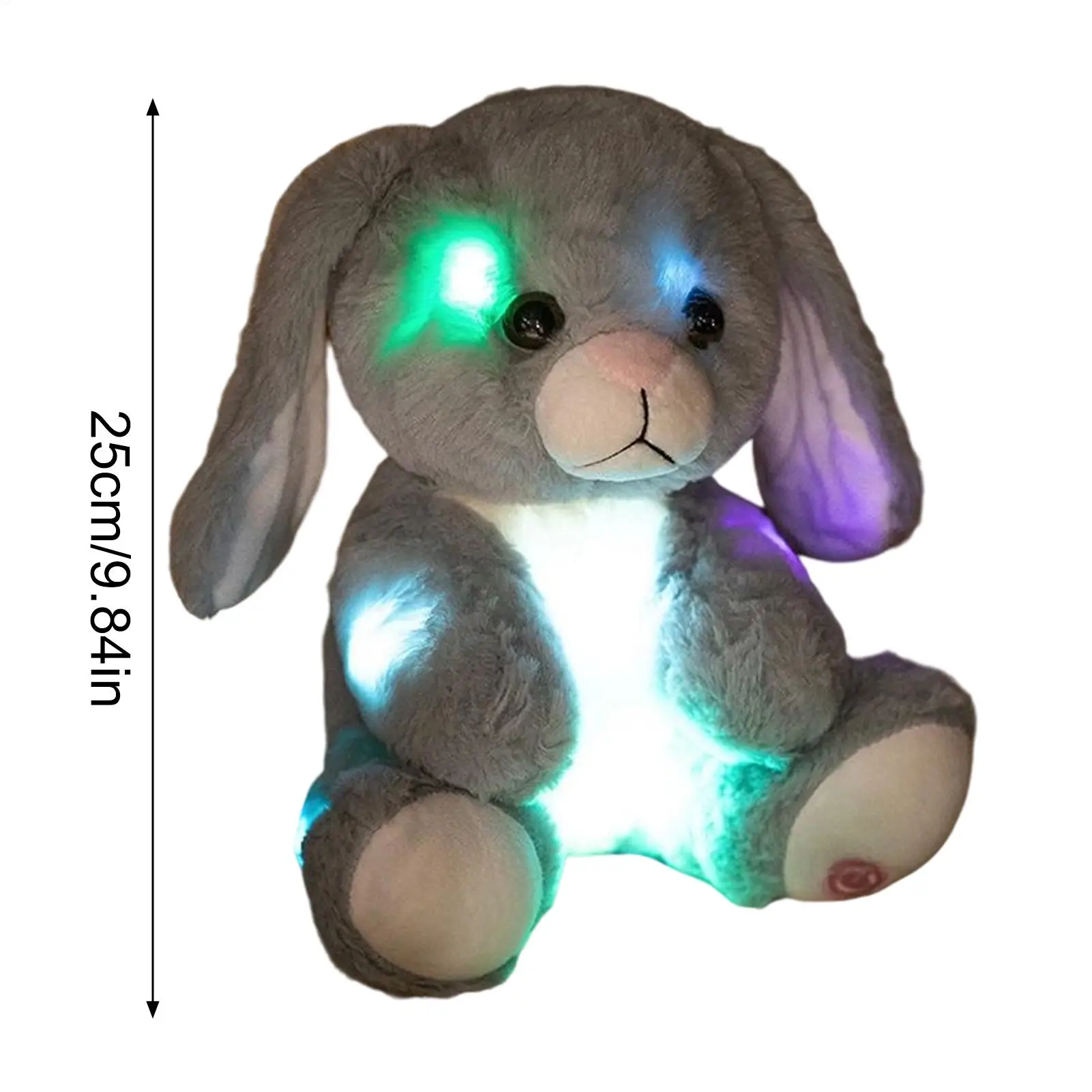 9.8인치 발광 봉제 인형 토끼 인형 소년 소녀용 집 유아실 침실용 봉제 토끼 인형