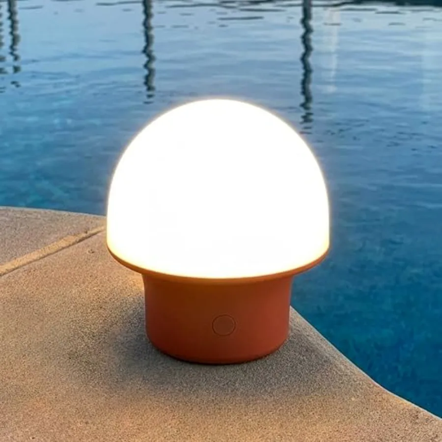 

Portobello Cordless LED Touch Table Lamp - Small Dimmable Outdoor Mushroom Light for Camping and Side Tables - Modern Rechargea