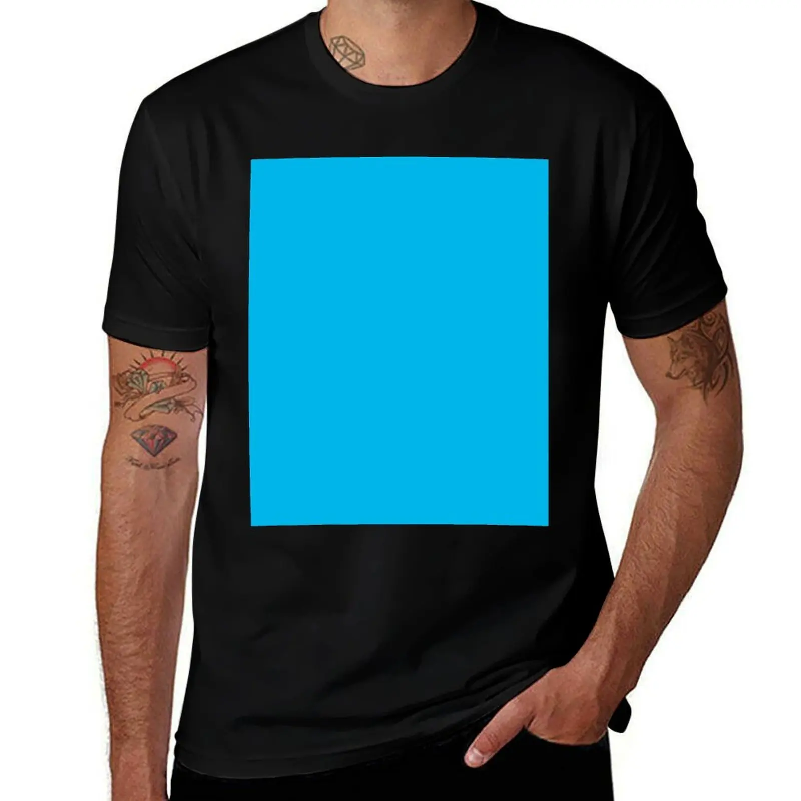 Cyan (Process) Blue Solid Color Popular Hues Patternless Shades of Cyan Collection Hex #00b7eb T-Shirt