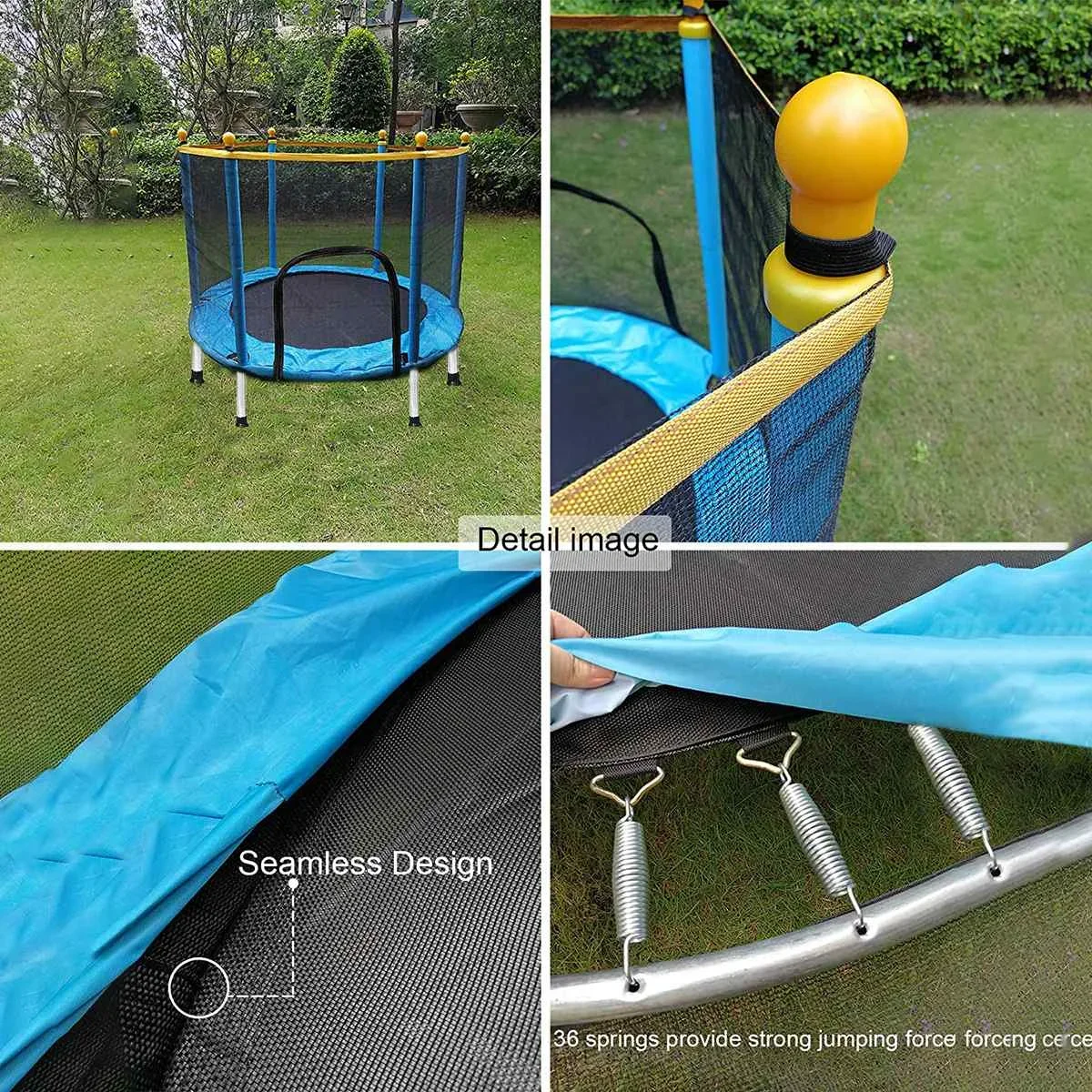 140cm trampolino per bambini bambini casa Indoor Jumping esercizio di Fitness per bambini con rete di protezione letto antiurto antiscivolo