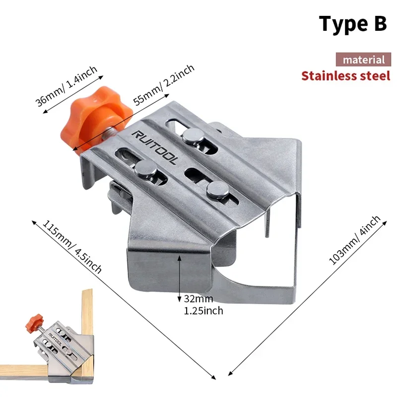 Imagem -06 - Corner Clamp 90 Graus Right Angle Clamp Carpintaria Ajustável Posicionamento Quadrado para Faça Você Mesmo Framing Welding Aço Inoxidável