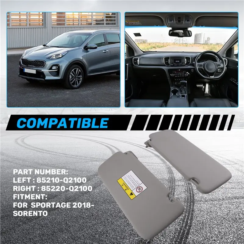 1Pair Car Sunvisor With Makeup Mirror 85210-Q2100 85220-Q2100 For Kia Sportage Sorento 2018-