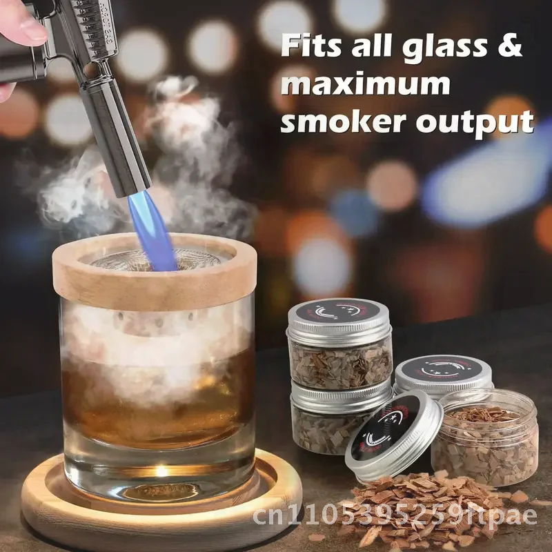 Wooden Smoked Hood Smoker Kit for Cocktails Whiskey Kitchen Bar Accessories Disposable High-Concerned Chemical-Free