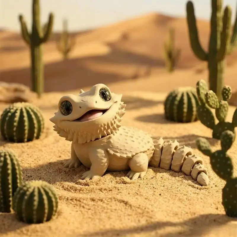 1Pc 3D Printed Bearded Dragon Lizard Figurine Creative Gift For Reptile Enthusiasts Tabletop Shelf Home Decor Ornament Collectio