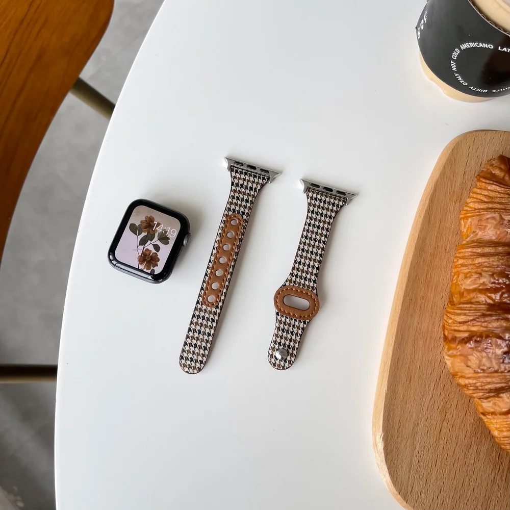 Bracciale per orologio Cinturino per orologio nuovissimo per Apple Watch iwatch 1/2/3/4/5/6/7 Cinturino per orologio in pelle di tela per iwatch7123456