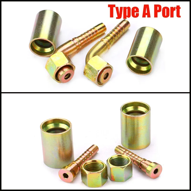 1set Hydraulic Hose Connector Joint Metric M10-M42 to Pipe 6mm-25mm Barbed Tube Fitting Connector Compression Sheath Fitting