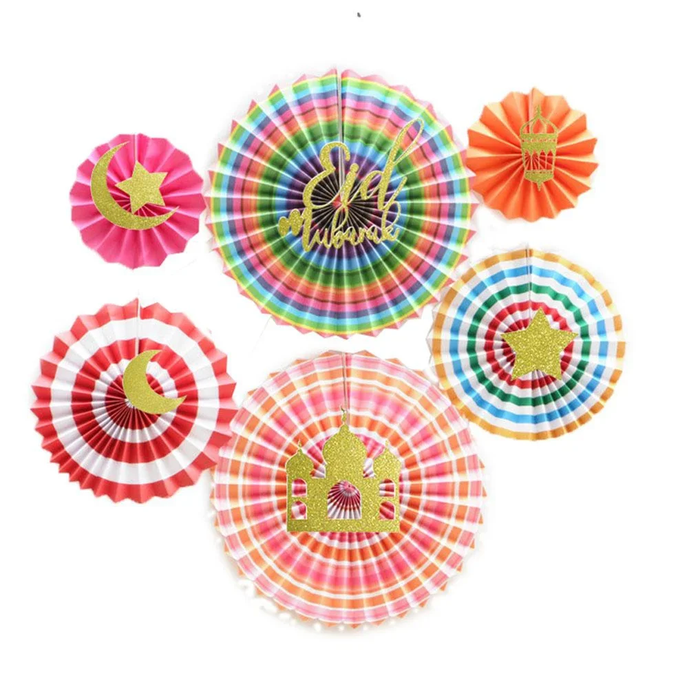Traditional For Eid al-Fitr Paper Flower Fan Decor for Wall Backdrop Use at Home Mosque Community Center Events