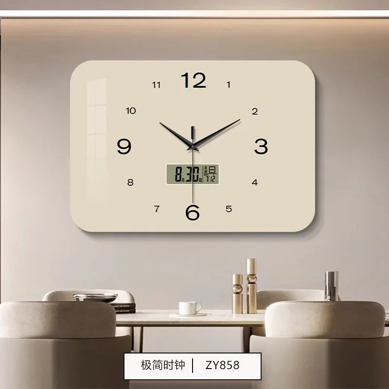 

Calendar Restaurant Clock Wall Clock Living Room 2025 New Simple Solid Color Wall Watch Creative Home Clock Wall Hanging 40x28CM