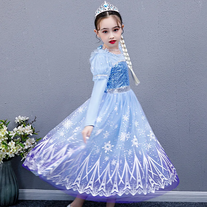 Venda quente festa de aniversário halloween elsa cosplay vestir trajes com acessórios vestido de princesa