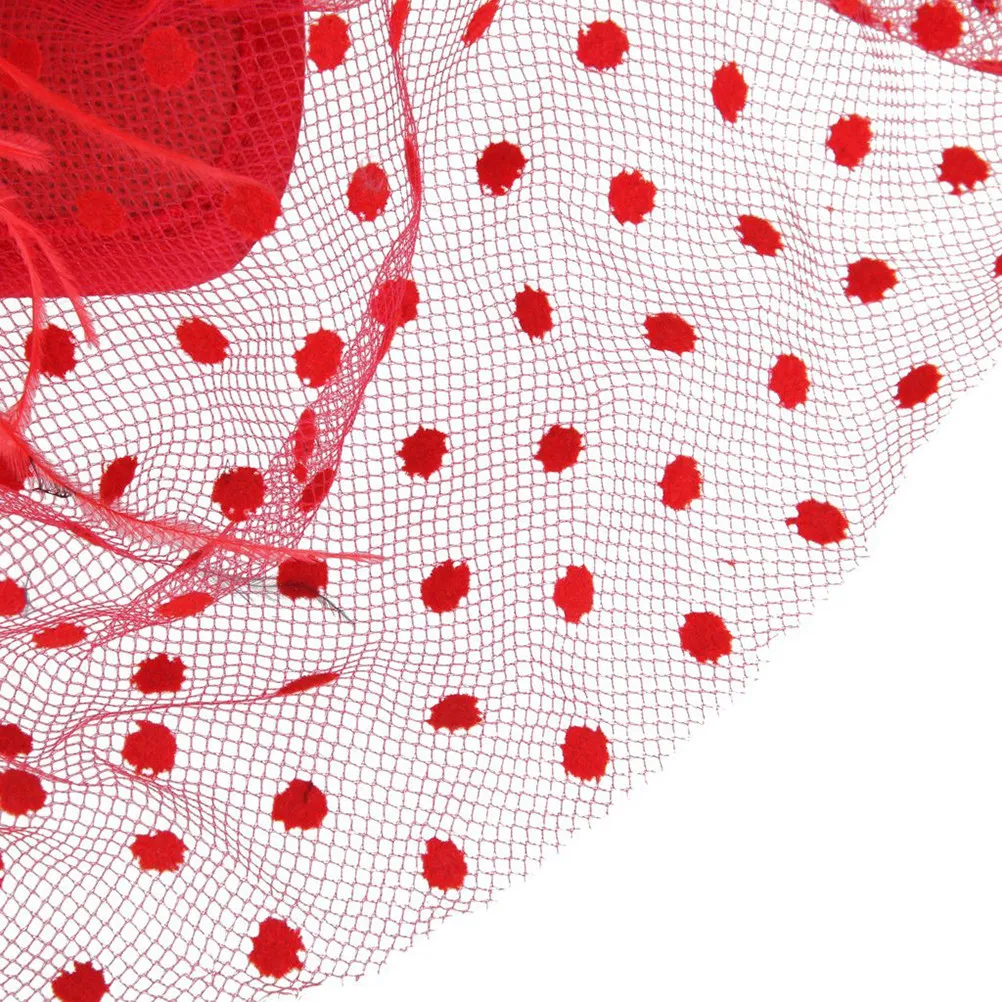 

Элегантный винтажный головной убор в ретро-стиле: красная сетчатая шляпка-фасцинатор в форме птичьей клетки с вуалью для лица, заколка для волос, для свадьбы, вечеринки, выпускного вечера
