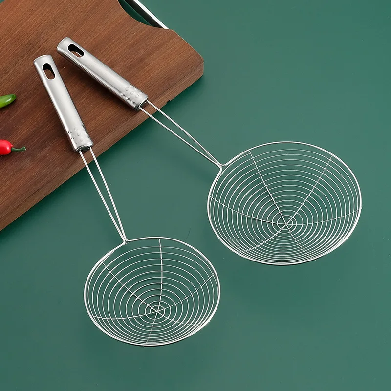 Multi Size Stainless Steel Skimmer Spoon with 9-Bead Handle, Wire Strainer Ladle for Hot Pot, Noodles and Deep Frying