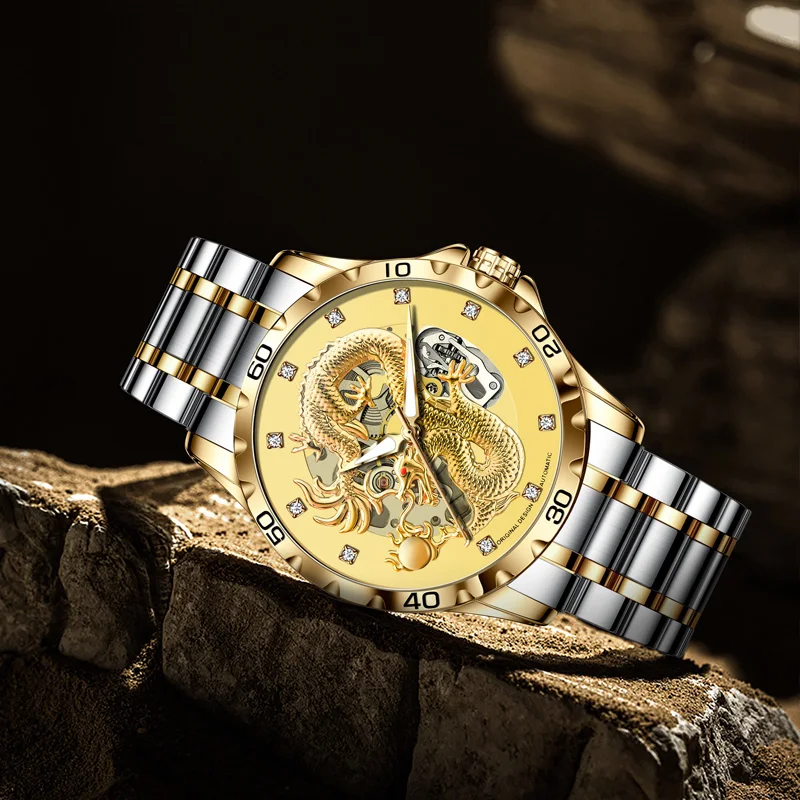 2024 orologio da uomo classico con movimento meccanico completamente automatico in acciaio inossidabile impermeabile luminoso Montre Homme + in scatola