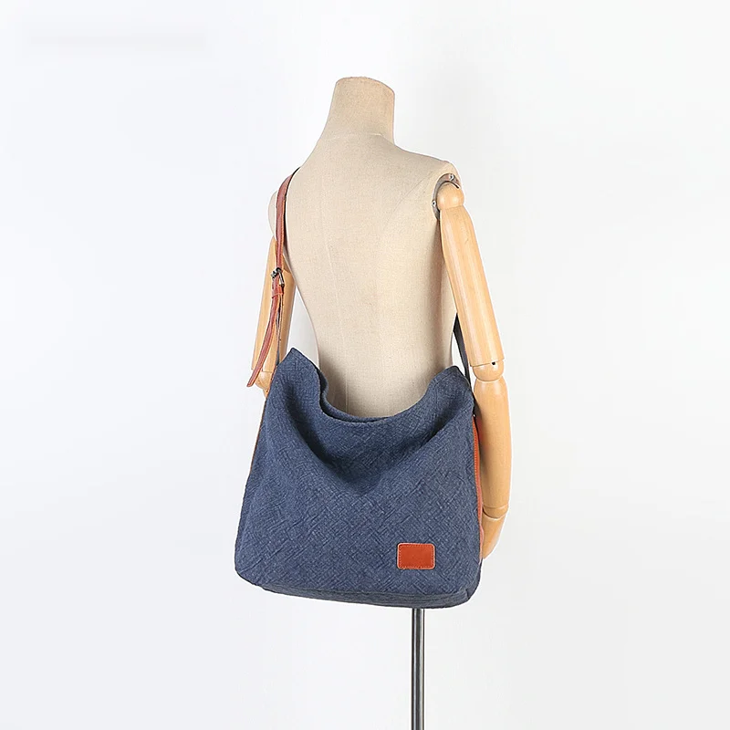 Bolso cruzado Retro de lona, bolsa sencilla de gran capacidad, informal, de un solo hombro, novedad de 2024