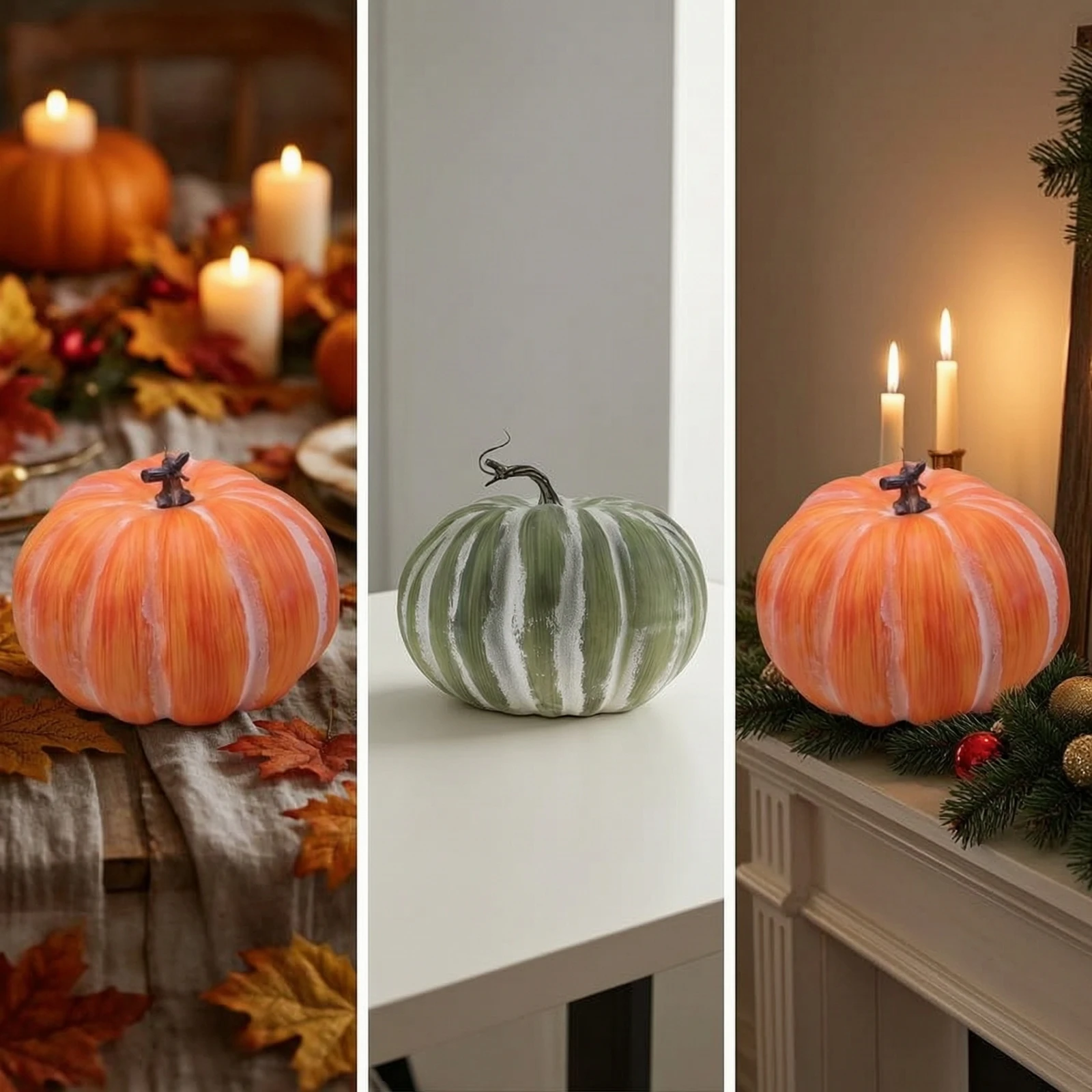 Faux Pumpkin Autumn Decorative Pumpkin Decor Brushed Ornament Fake for Tabletop, Halloween - view 3