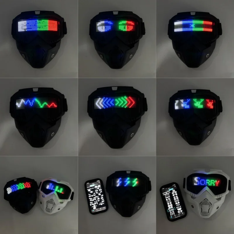 

Programmable DIY LED Mask Rechargeable Luminous Disguise Mask Unisex Glowing Hood Mask Stage Performance Props