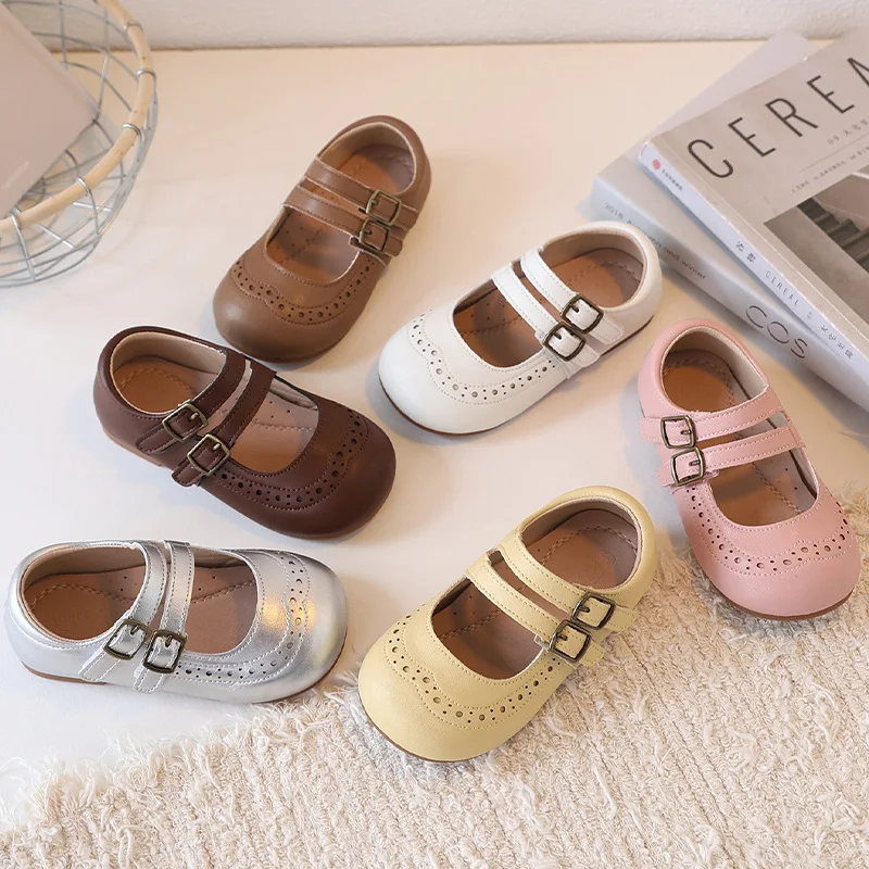 

New Spring Autumn Baby Girls Princess Shoes Soft Leather Anti Slip Outsole Mary Jane Children Casual Shoes Kids Flats