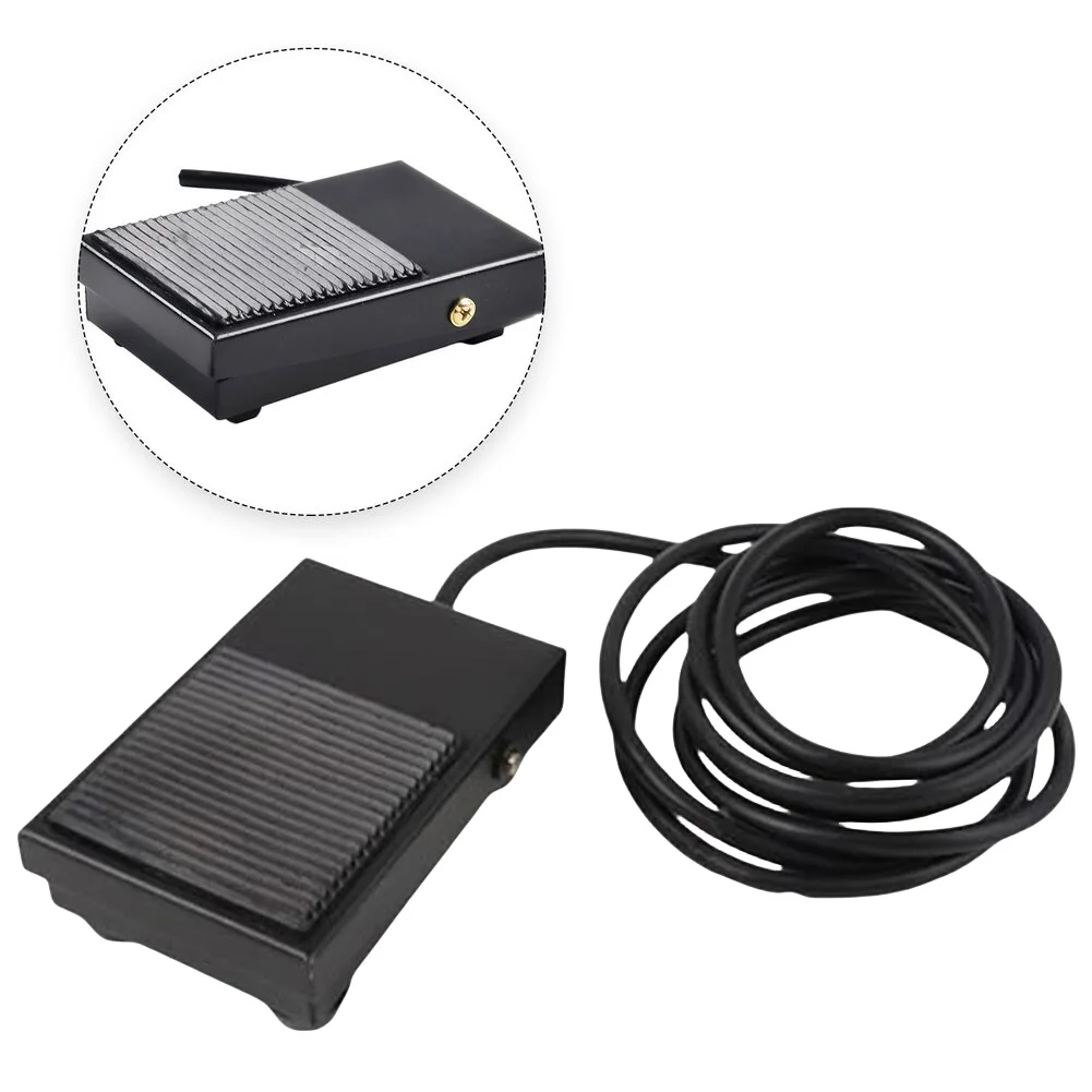 Momentary Foot Switch With 1M Cable Iron Shell Automatic For Reset Pedal For Industrial Woodworking Machine Control Tool