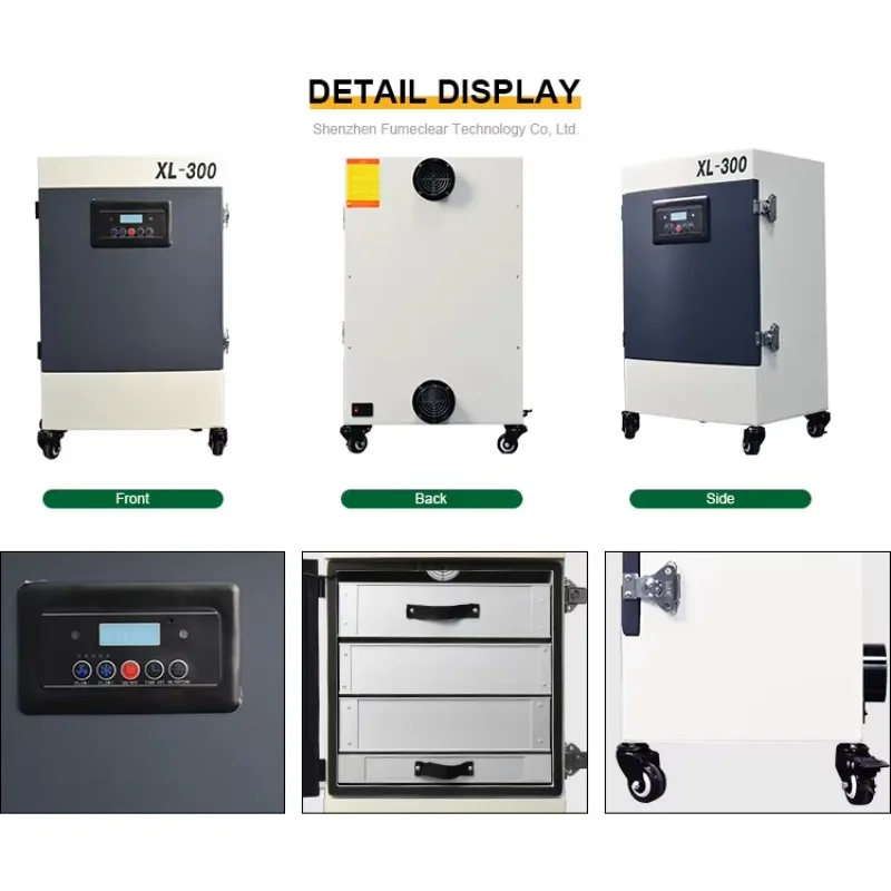 330W Industrial Mobile Laser  Extractor 450m3/h Smoke Purifier with HEPA Filter Activated Carbon for Welding engraving