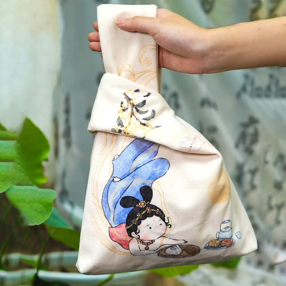 

Cosmetic Bag Pendant Tassel Knot Wrist Bag Card Pin New Chinese Style Handbag Temperament Rabbit Satin Hand-held Pouch Bride