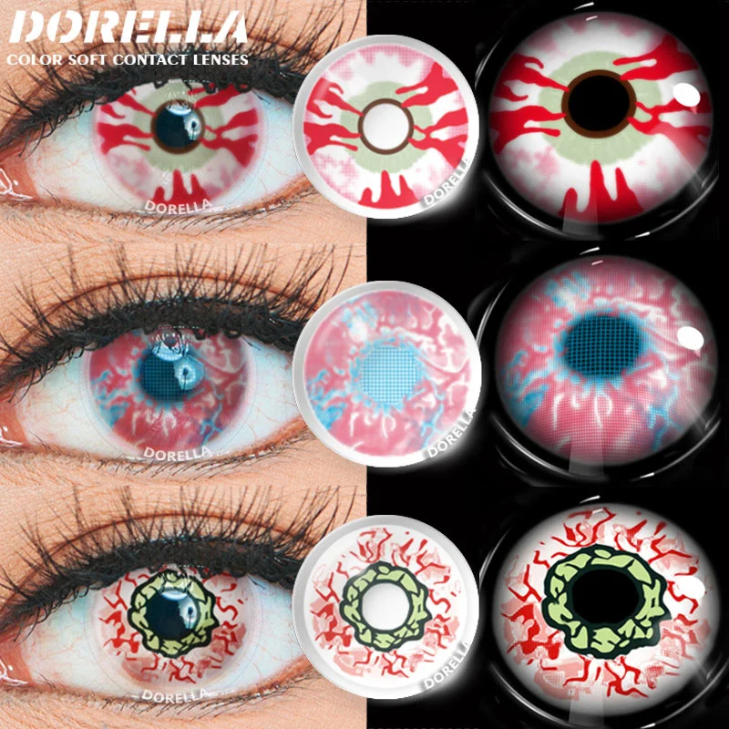 D'ORELLA 2 uds lentes de contacto Cosplay hermosas pupilas ojos lentes de contacto coloridas anual Halloween lentes de contacto de colores para ojos