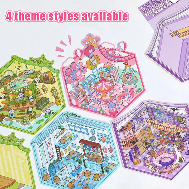 1 Set DIY Capybara Animal 3D Landscape Stickers Miniature Cottage Scene Stacking Adhesive Handmade Stickers Kids Cute Gift