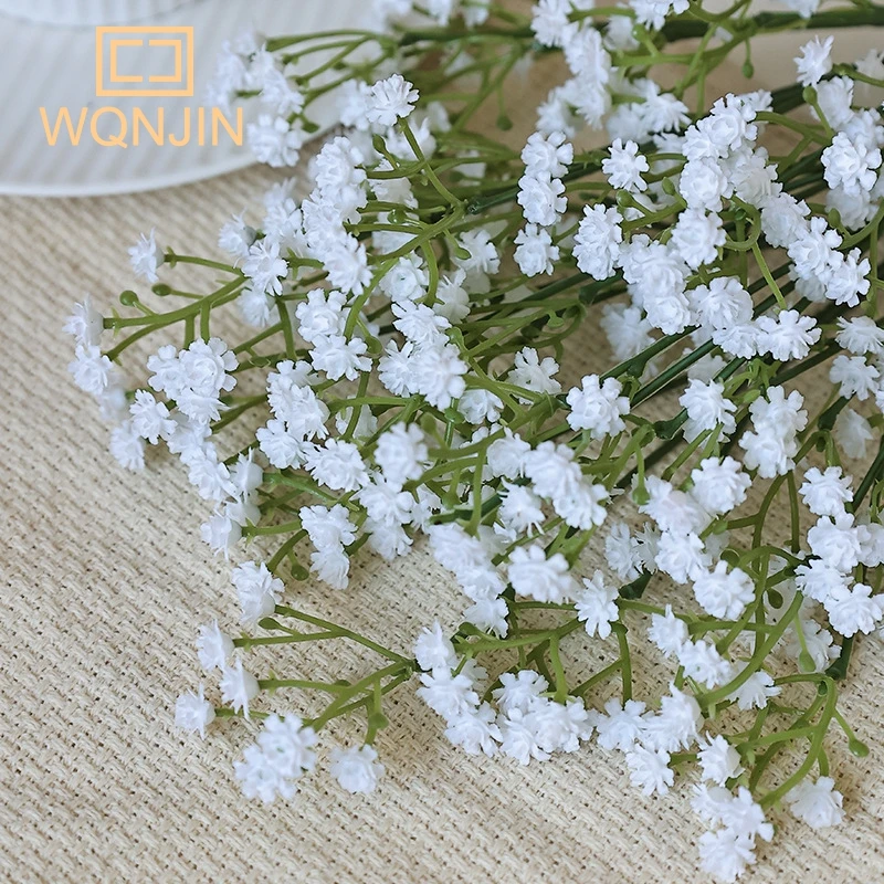 Flores artificiales de plástico para decoración del hogar, ramos de Gypsophila para fiesta de boda, hecho a mano, 5 piezas