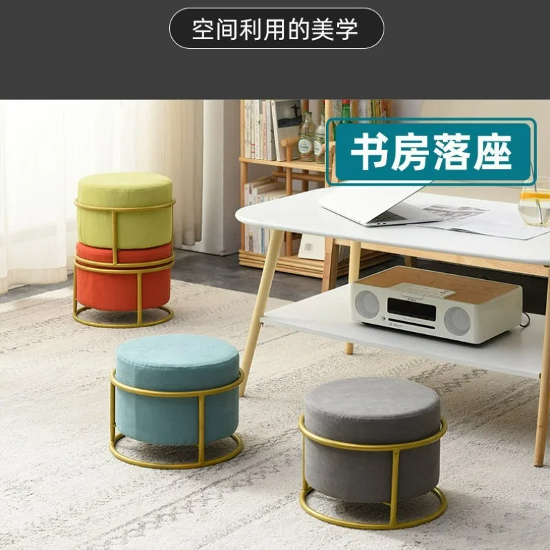 

Household Low Stools Living Room Coffee Table Sofa Side Iron Frame Simple Adjustable Doorstep Shoe Changing Stool Ottomans Pouf