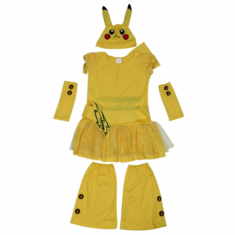 2024 New Cute Pikachu Skirt Children's Role-playing Performance Costume 4-piece Set Halloween Costumes for Women