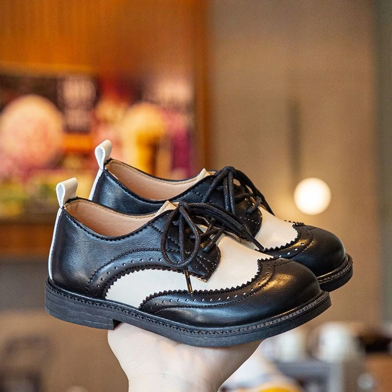 Kids British Style Leather Performance Shoes Spring Autumn Casual Dress Shoes for Boys Girls Stage Wedding Party School Footwear