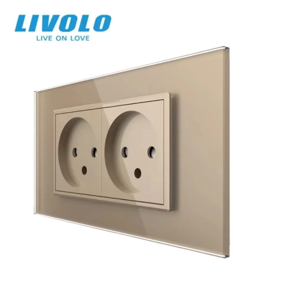 LIVOLO Double Israel Plug16A Outlet Converter,Tempered Glass Panel, AC 100~250V Power Socket for Home Improvement