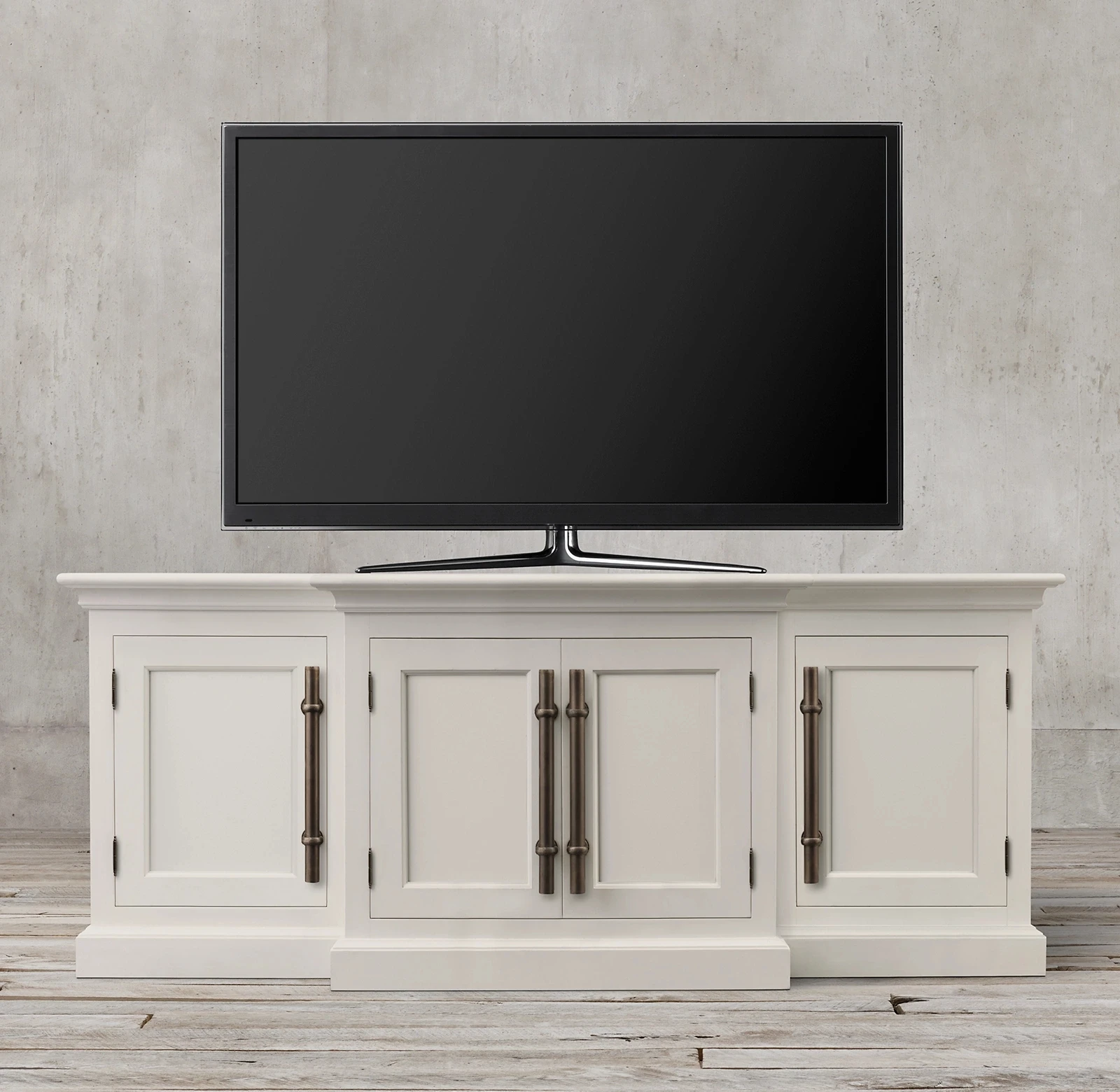 

Solid wood four-door TV cabinet French retro concave-convex storage, dining side cabinet, living room audio-visual cabine