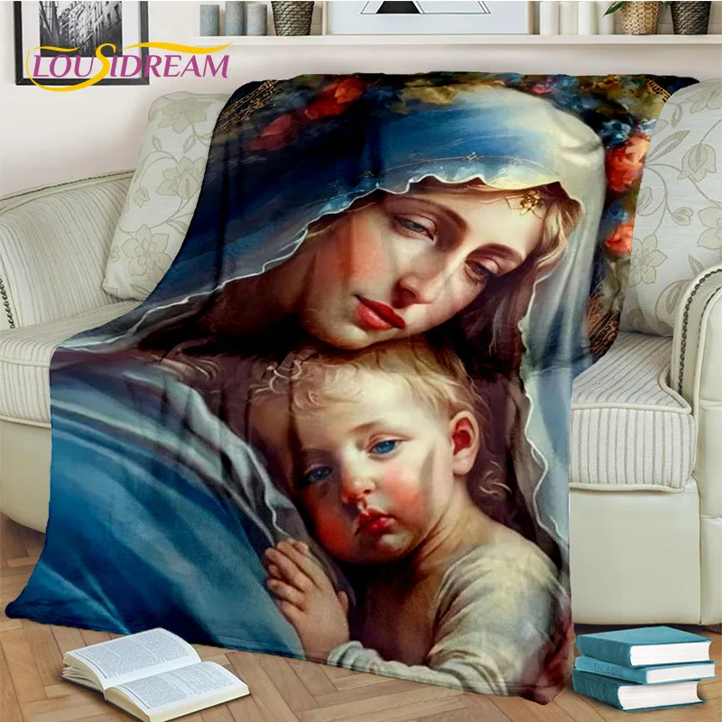 Jesus Blessed Virgin Mary Pray Blanket,Soft Throw Blanket for Home Bedroom Bed Sofa Picnic Travel Office Rest Cover Blanket Kids