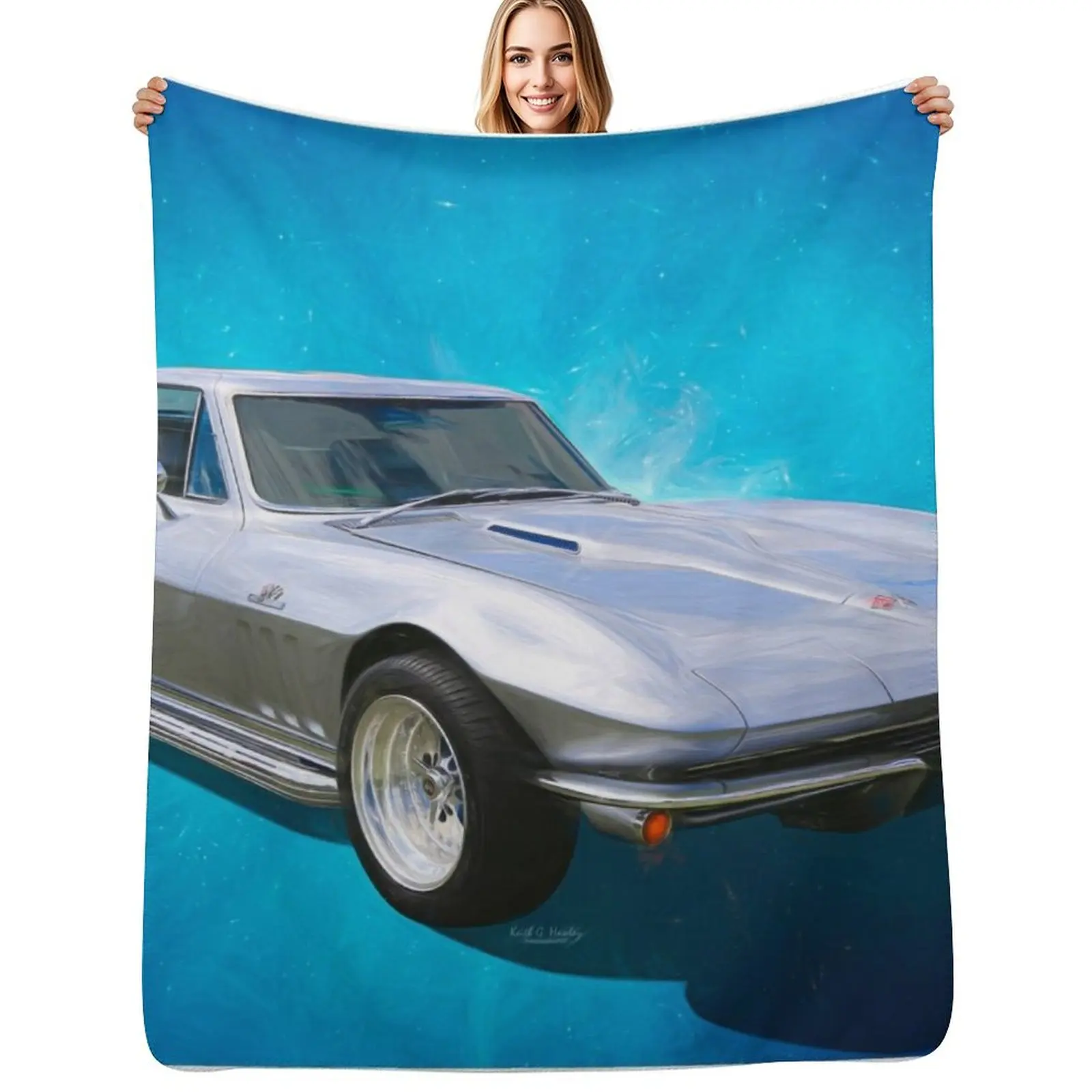 1966 Vette Throw Blanket Easy Care Comfortable Blanket for Couch