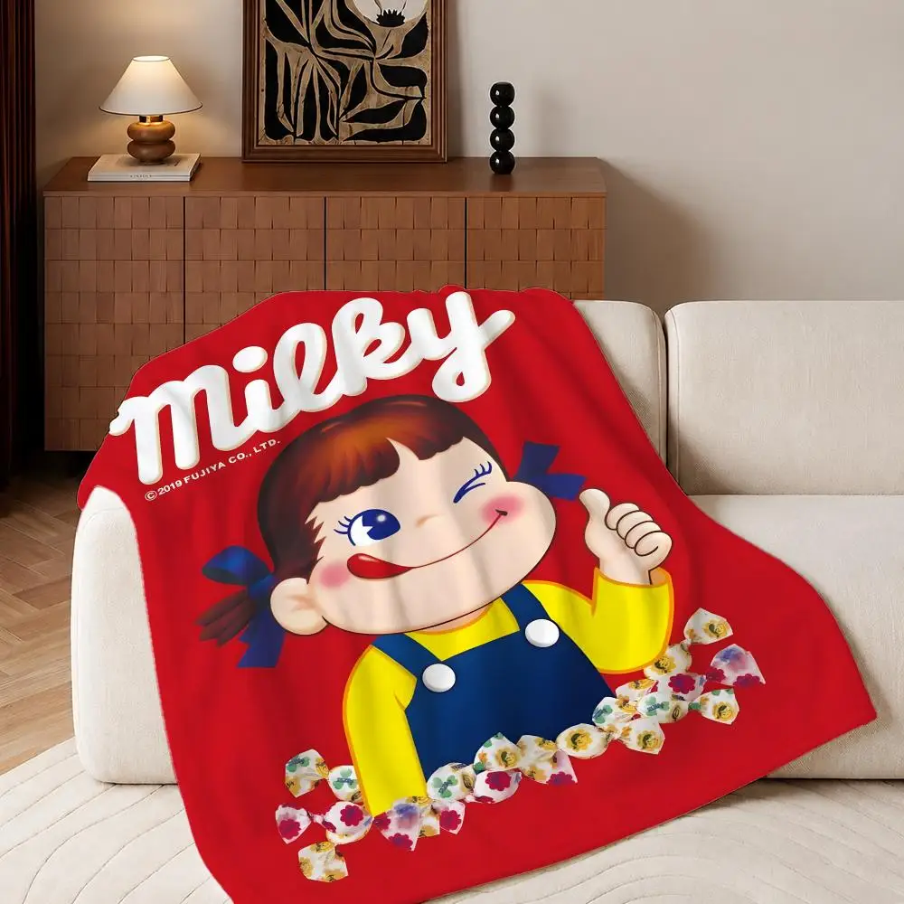 Anime Peko chan Throw Plush Flannel Throw Blanket, Sofa Bed Travel Picnic Home Textile Decor