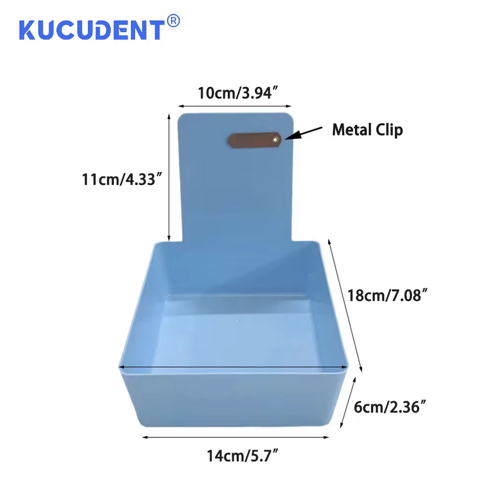 KUCUDENT Dental Working Lab Pan with Metal Clip Holder For Teeth Model Storage Organizer Denture Turnover Tray Container Case