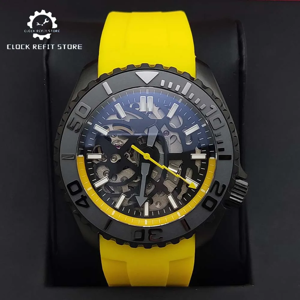 

Men's NH70 Automatic Skeleton Mechanical Black Brushed Case AR Coated Sapphire Glass Transparent Case Back Men's Fashion Watch