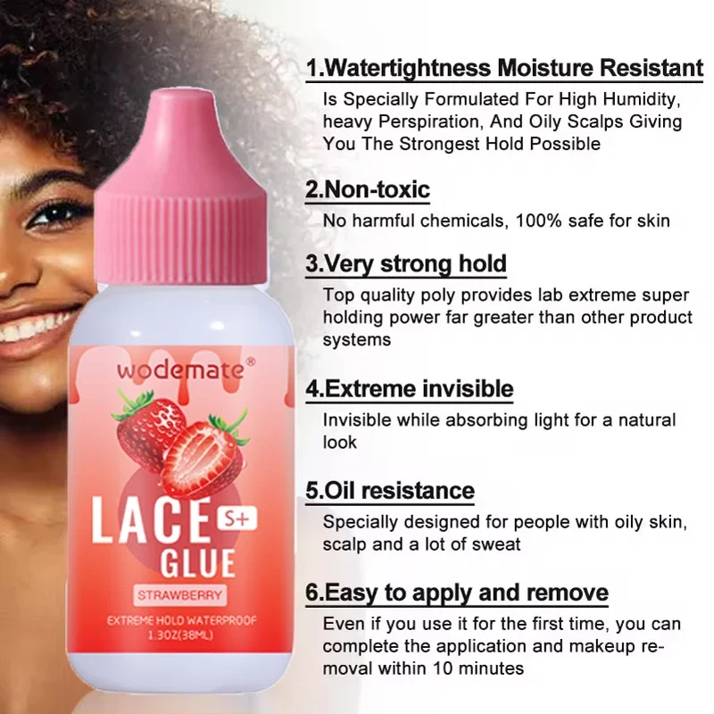 Watermelon Scent Lace Glue Adhesive Extreme Hold Invisible Hair Glue Strawberry Scent Lace Wig Glue Melting Spray for Wigs