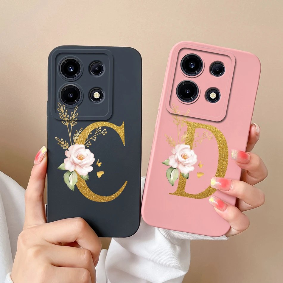 Phone Case For Infinix Note 30 Pro 30Vip 30i Elegant Letter Liquid Silicone Lens Protective Cover For Infinix Note30 30Vip 30Pro