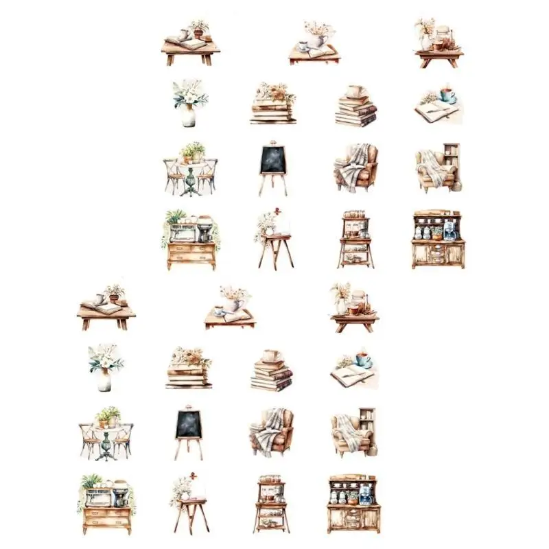 

30 Sheets Coffee Girl Character Sticker Water Bottle Sticker Coffee House Series Decorative Sticker for Scrapbooking