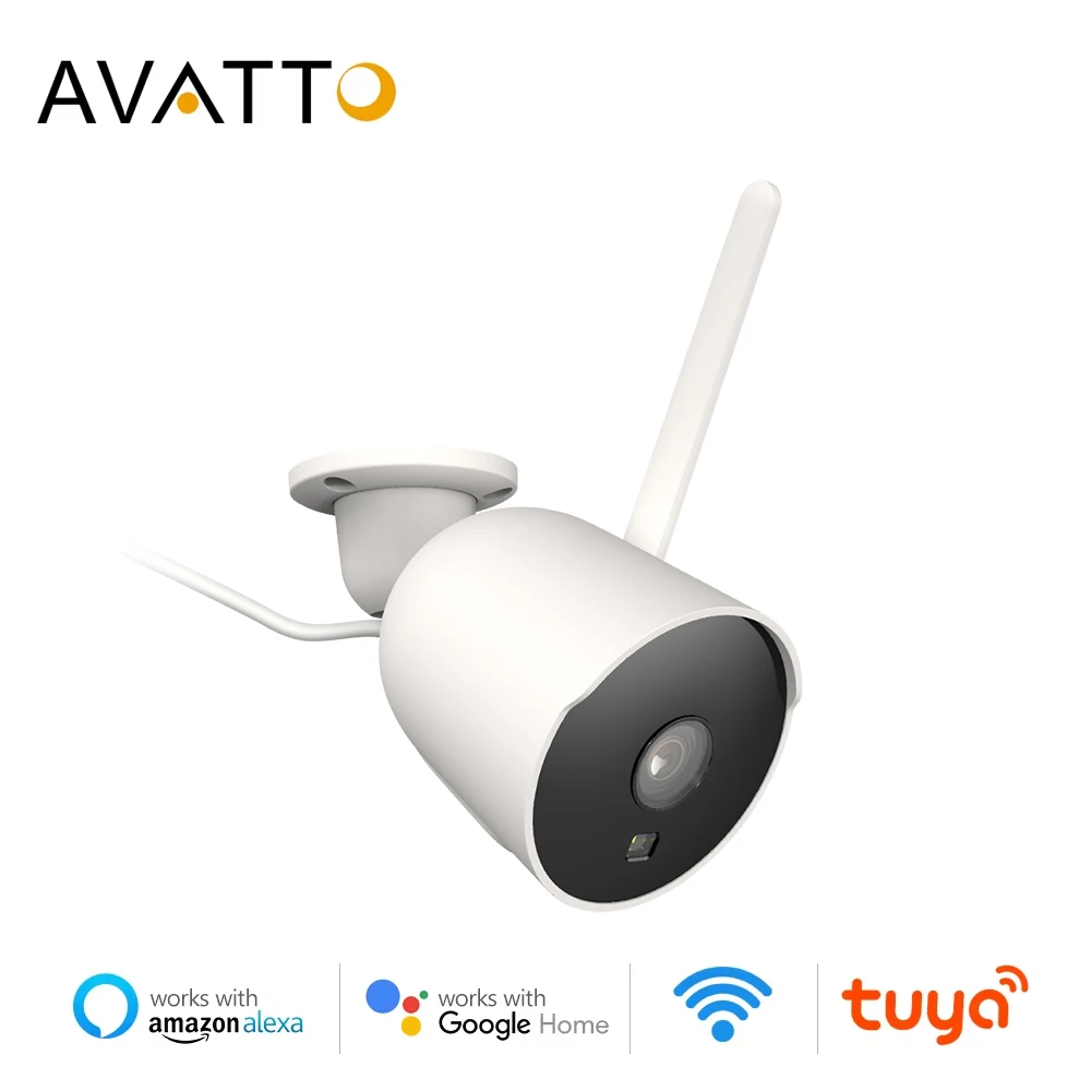 AVATTO Tuya WiFi 2MP Smart Ultra-Clear Camera With Motion Detection，Outdoor Wireless Real-time APP Alerts，For Alexa Google Home