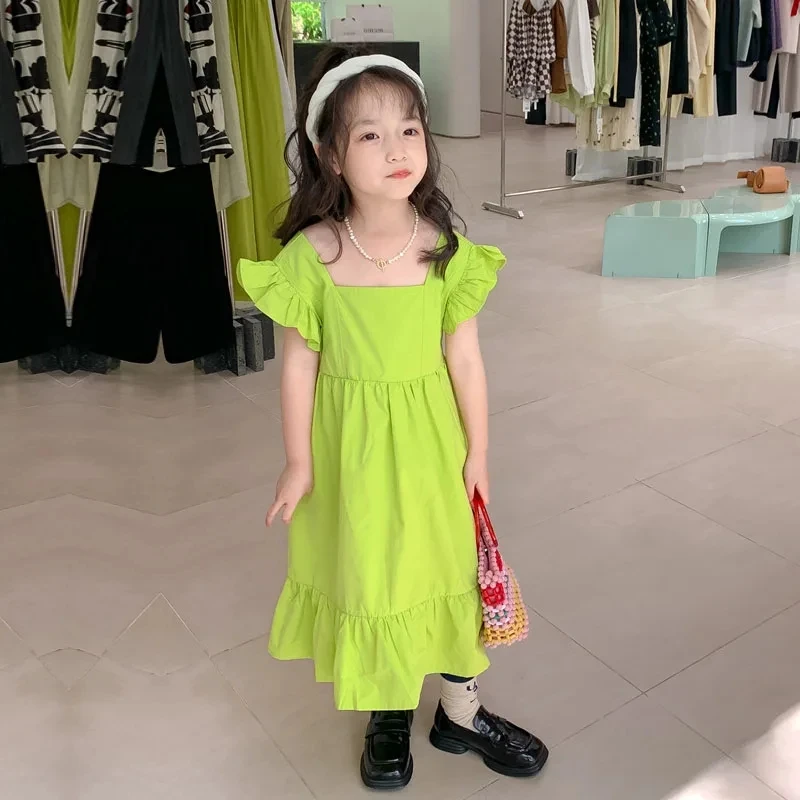 Dress girls 2024 Summer New models 2-7 Year Old Korean Edition Hollow Back Fashionable Leisure Party dresses children\'s clothing