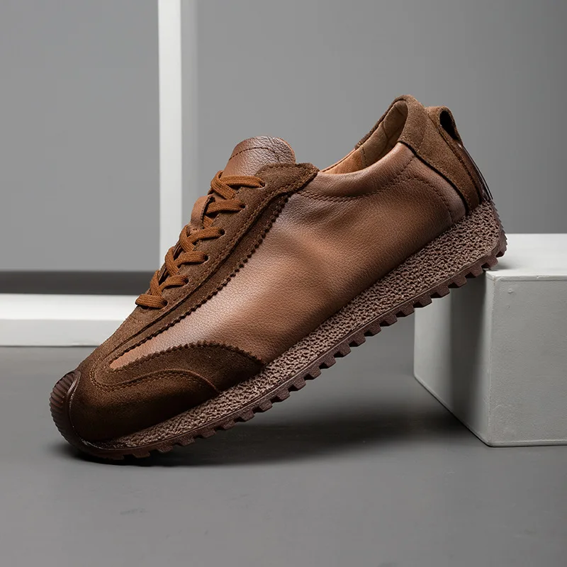 

Breathable autumn and winter trendy versatile leather board shoes retro sports leisure dad shoes